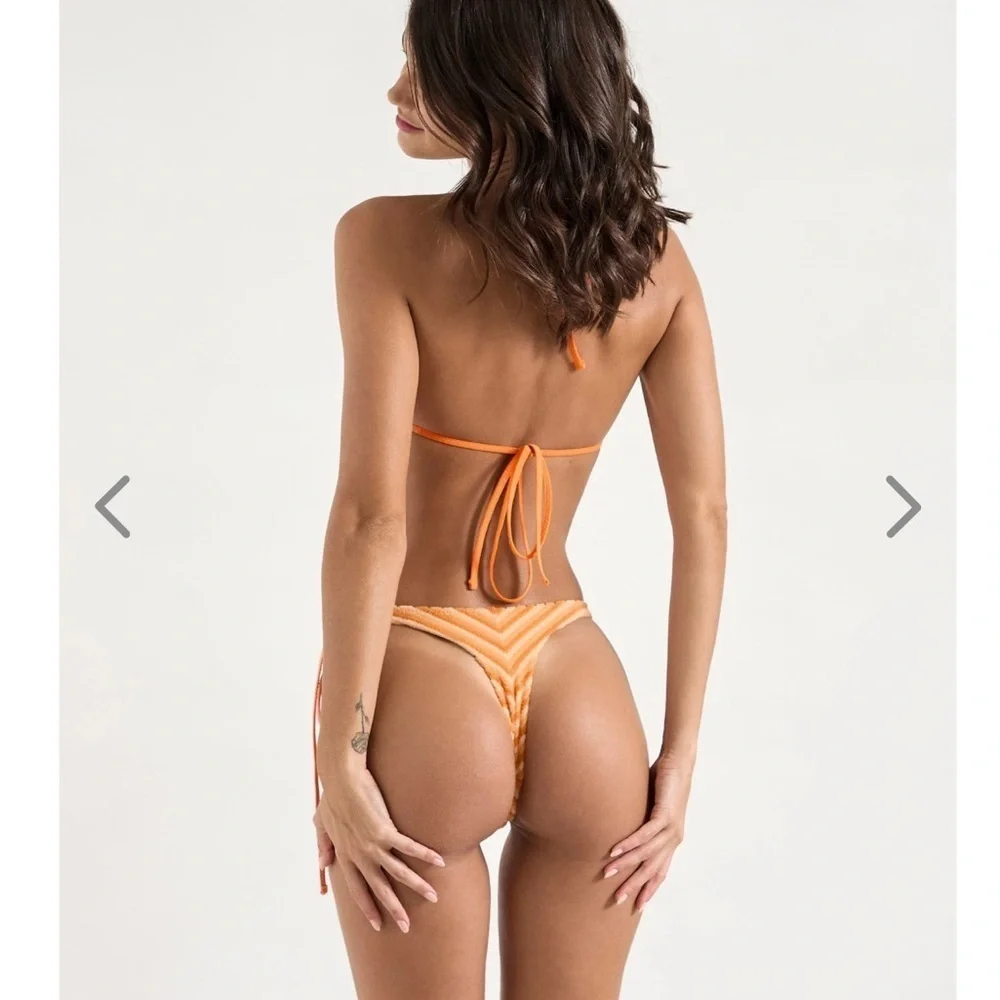 NWT OneOne Swimwear Bikini Set Orange Tangerine Dream Triangle Ariel Terry Cute